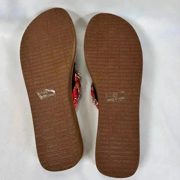 Corkys Risqué Size 11 Sandal Fabric Rhinestone Flip Flop Cushion Comfort - Picture 8 of 9